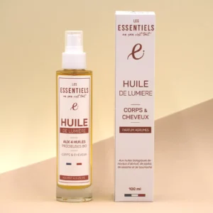 Flacon d’huile corps et cheveux Huile de Lumière 100ml, certifiée COSMOS Organic