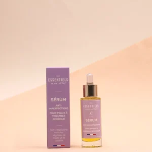 Flacon de sérum anti-imperfections 30ml certifié COSMOS Organic, soin visage ciblé